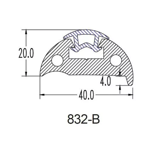 Profil gumowy 40x20 mm czarny