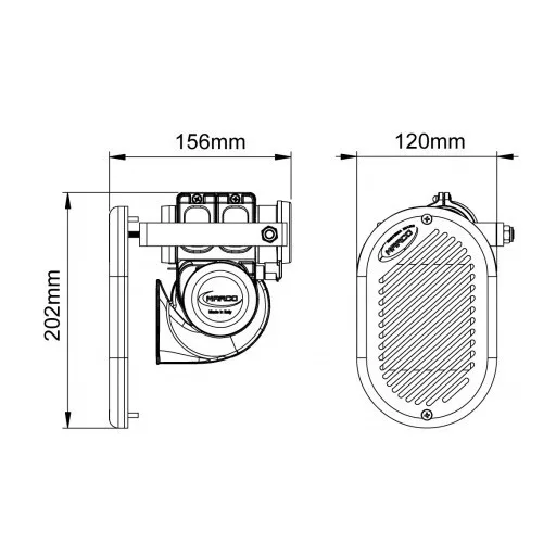 Klakson z kompresorem chromowany 12V