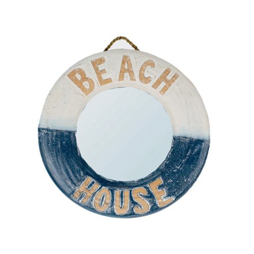 Mentőgyűrű ( csak dekorációs célra ) fa beach house tükörrel VVL