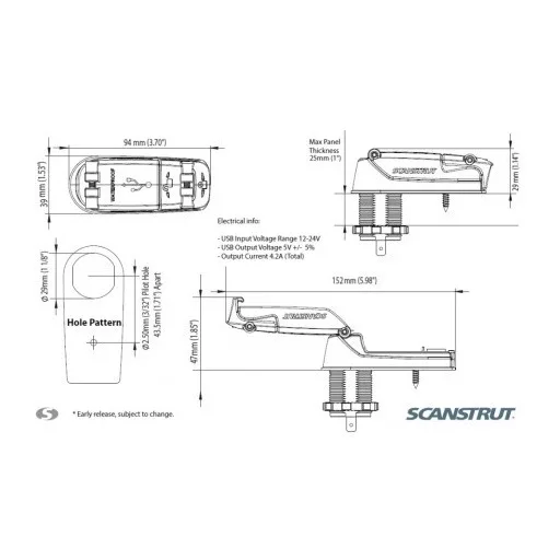 Gniazdo USB Scanstrut Rokk IPx6 kolor czarny