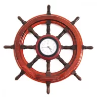 Kierownica z zegarem, drewniana, 40 cm 